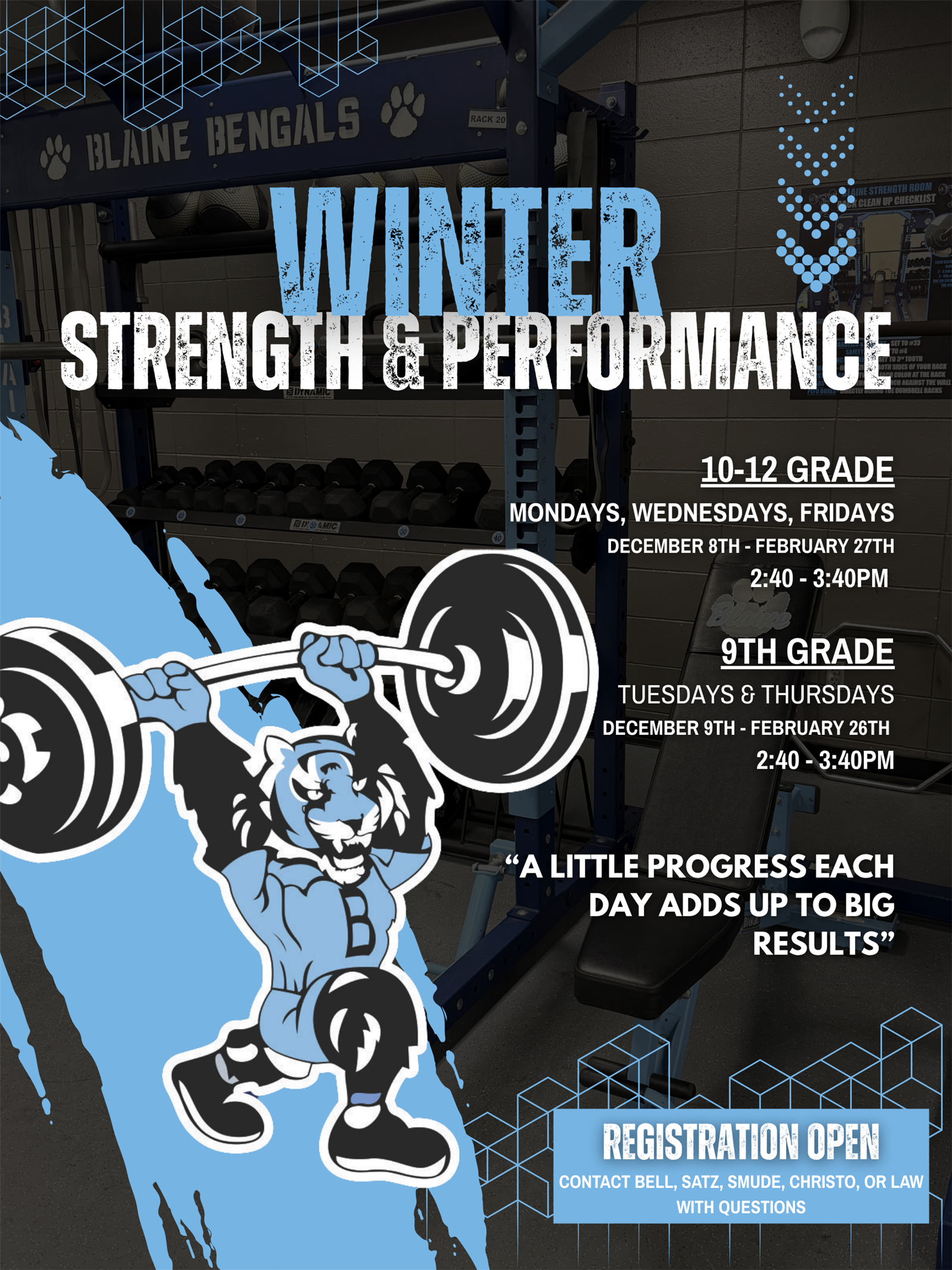 grades, dates, times of sessions